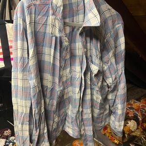 Plaid Button Down Shirt - Blue and Red